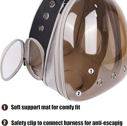Front Expandable Cat Backpack Carrier, Fit up to 20 lbs, Polarized Tinted Brown Bubble Window Pet Carrier Backpack for Large Fat Cat and Small Puppy
