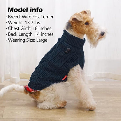 KYEESE Dog Sweater Warm Turtleneck Small Dogs Sweater Stretchy Knitwear Cat Clothes with Gingham Patchwork Comfy Pet Coat for Fall Winter Cold Weather Soft Pullover Dog Sweaters for Small Dogs Male