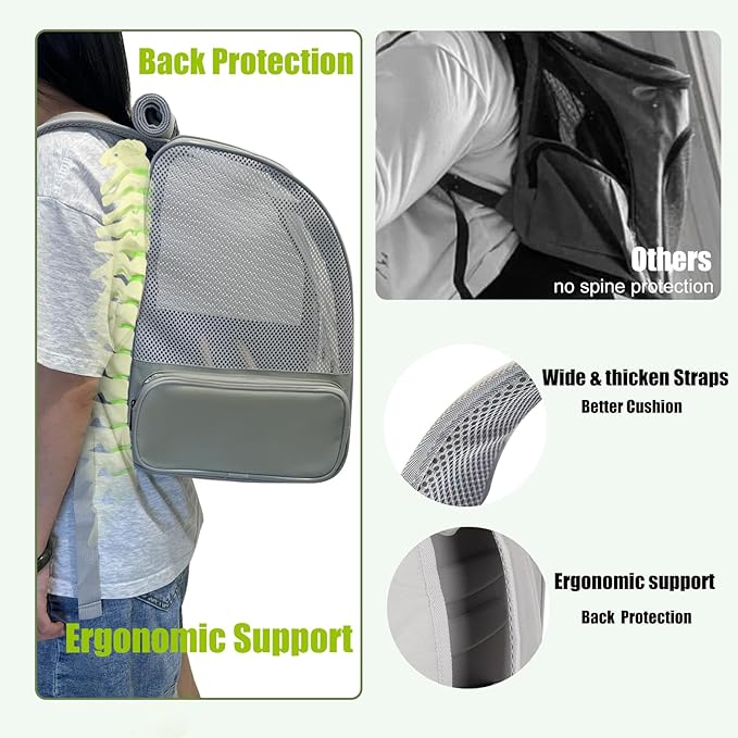 Bird Backpack Carrier with Front Zipper Opening, Portable Bird Travel Carrier Cage with 2 Standing Perches and Metal Tray, Breathable Transport Bag for Parakeet, Budgie, Conure, Cockatiel, Parrot