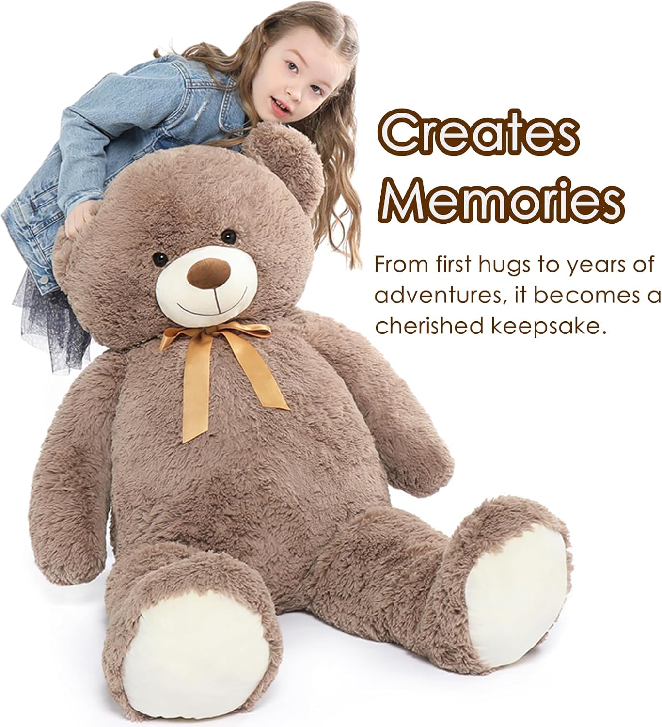 Tezituor Big Teddy Bear,52'' Giant Stuffed Animal Plush Toys for Adults Children,Girlfriend Soft Life Size Bears Plushie Gifts for Valentine, Christmas, Birthday,Baby Shower Decoration