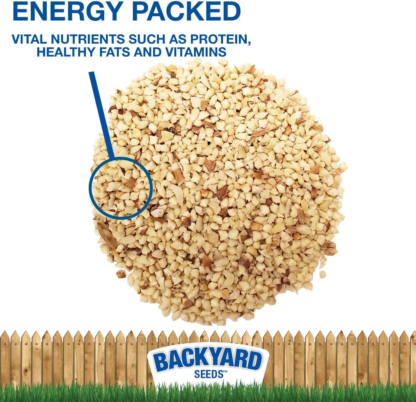 Backyard Seeds Peanut Hearts for Wild Birds – Premium Shelled Peanuts Bird Food – High-Energy Feed for Woodpeckers, Blue Jays, Nuthatches, Chickadees & More (20 Pounds)