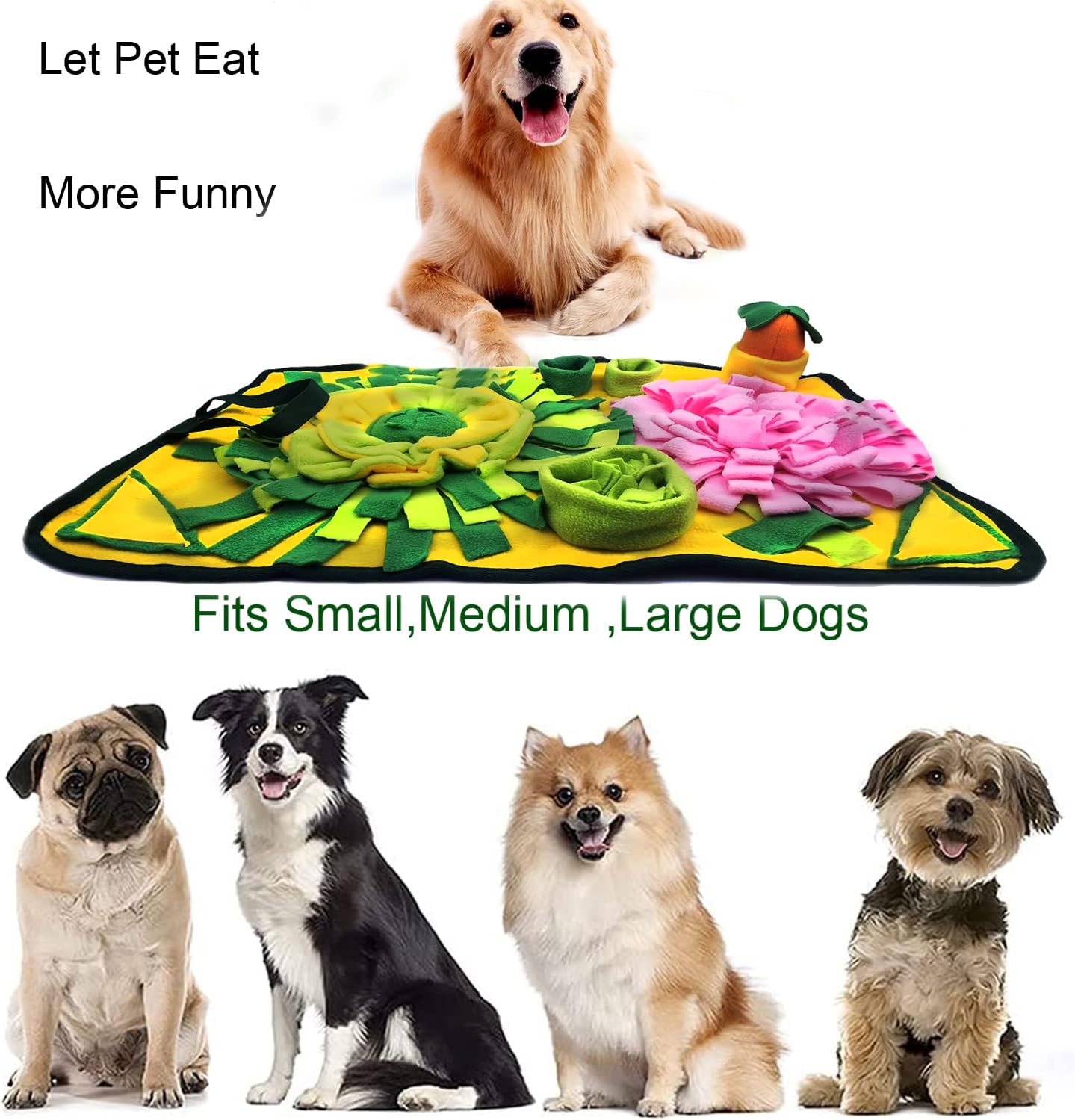 Dogs Snuffle Mat Pet Feeding Mats Puppy Sniffing Pad,Cat Doggies Interactive Puzzle Toys for Multiple Breeds Encourages Natural Foraging Skills,Training and Stress Release (Yellow)