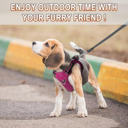 Dog Harness Step in Dog Vest Harness, Reflective Adjustable Puppy No Pull Harness Breathable Soft for Small and Medium Dogs Cats, Pink/Black, XXS