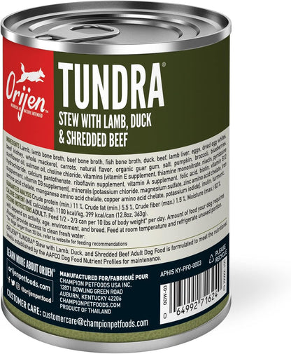 ORIJEN Real Meat Shreds, Grain-Free, Tundra Stew, Premium Wet Dog Food