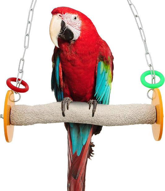 Sweet Feet and Beak Roll Bird Swing - Perch Bird Toys Trims Nails and Beaks, Safe and Non-Toxic Bird Cage Accessories for Small and Large Birds, Swinging Toys Birds Will Love, XL 11 Inches