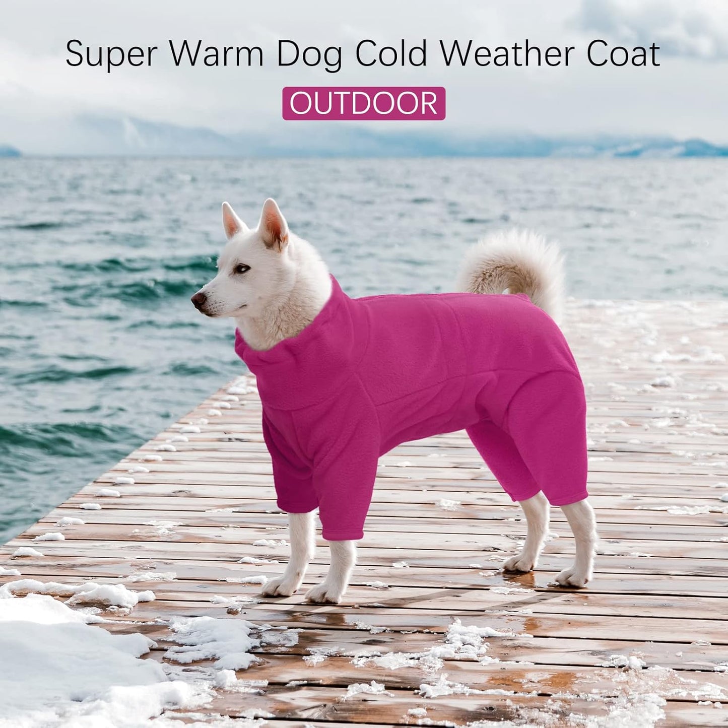 ROZKITCH Great Dane Sweater, Pet Windproof Warm Cold Weather Jacket Vest Cozy Jumpsuit Apparel Outfit Clothes for Large Giant Dog Walking Hiking Sleep Pink 4XL