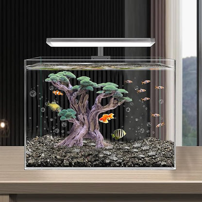 Fish Tank Decor- Bonsai Tree of The Forest with Faux Moss- Aquarium Decoration Aquascaping- Made of Sandstone, 8.8 x 4.3 x 7.8 inches