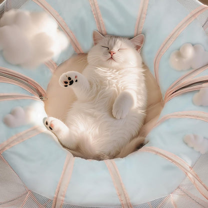 Mesh Cat Tunnel Bed with 20 Cat Toys, Collapsible Play Tunnel for Indoor Cats,Visible Cat Tube for Kitten Puppy