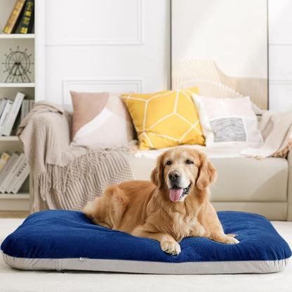 Magic Dog Super Soft Large Dog Bed, 39 Inches Orthopedic Foam Pet Beds with Anti Slip Bottom, Dog Sleeping Mattress with Removable and Washable Cover, Blue L,39'' X 33.5'' X 3.7''