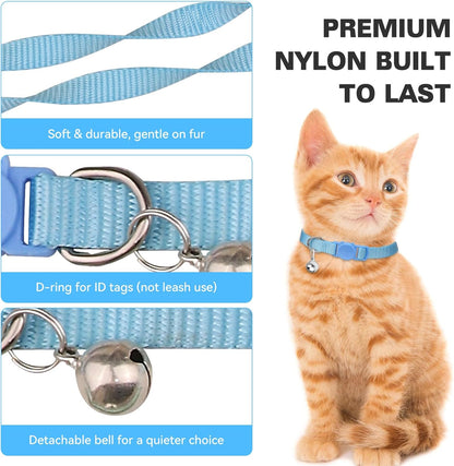 16 PCS Breakaway Cat Collars,Kitten Collar with Bell Cat Collars for Boy Girl Cats Breakaway Collar for Cats 7.5-12.6 Inch