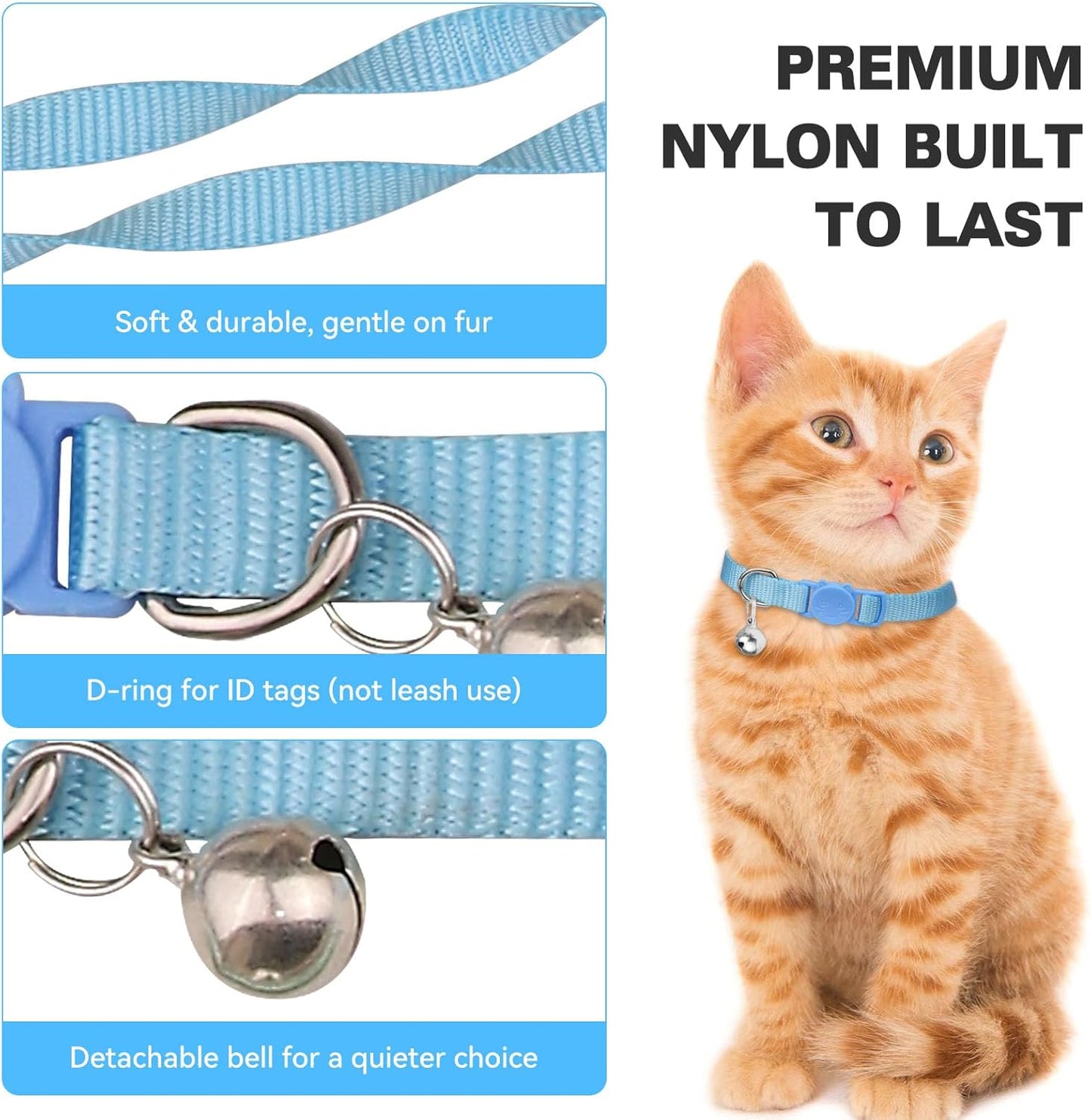 16 PCS Breakaway Cat Collars,Kitten Collar with Bell Cat Collars for Boy Girl Cats Breakaway Collar for Cats 6-9 Inch