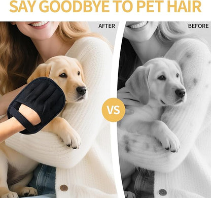 Pet Hair Removal Glove, Cats Dogs Grooming Gloves Pet Hair Removal Tool, 2025 Upgrade Reusable Pet Hair Remover Glove（1 Pet Grooming Glove & 1 Cleaning Glove）