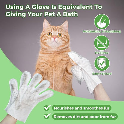Vannon Extra Thick Pet Bathing Wipes for Dogs & Cats, Cleaning & Odor-Controlling Grooming Gloves, Nourish Fur Glove Wipes for Daily Care and Traveling, Rinse Free, Coconut Scent, 3 Pack, 18 PCS