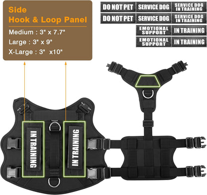 WINSEE Service Dog Vest Harness for Medium Dog, Tactical Working MOLLE Vest with 10 Pet Patches, No Pull Heavy Duty Harness for Training Walking