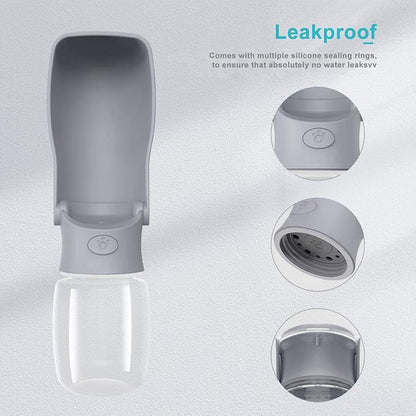 Portable Dog Water Bottle for Walking 19 OZ or 12 OZ Portable Pet Water Bottles for Puppy Small Medium Large Dogs Water Dispenser Pet Water Bowl Dog Accessories (19OZ Blue) (12OZ Grey)