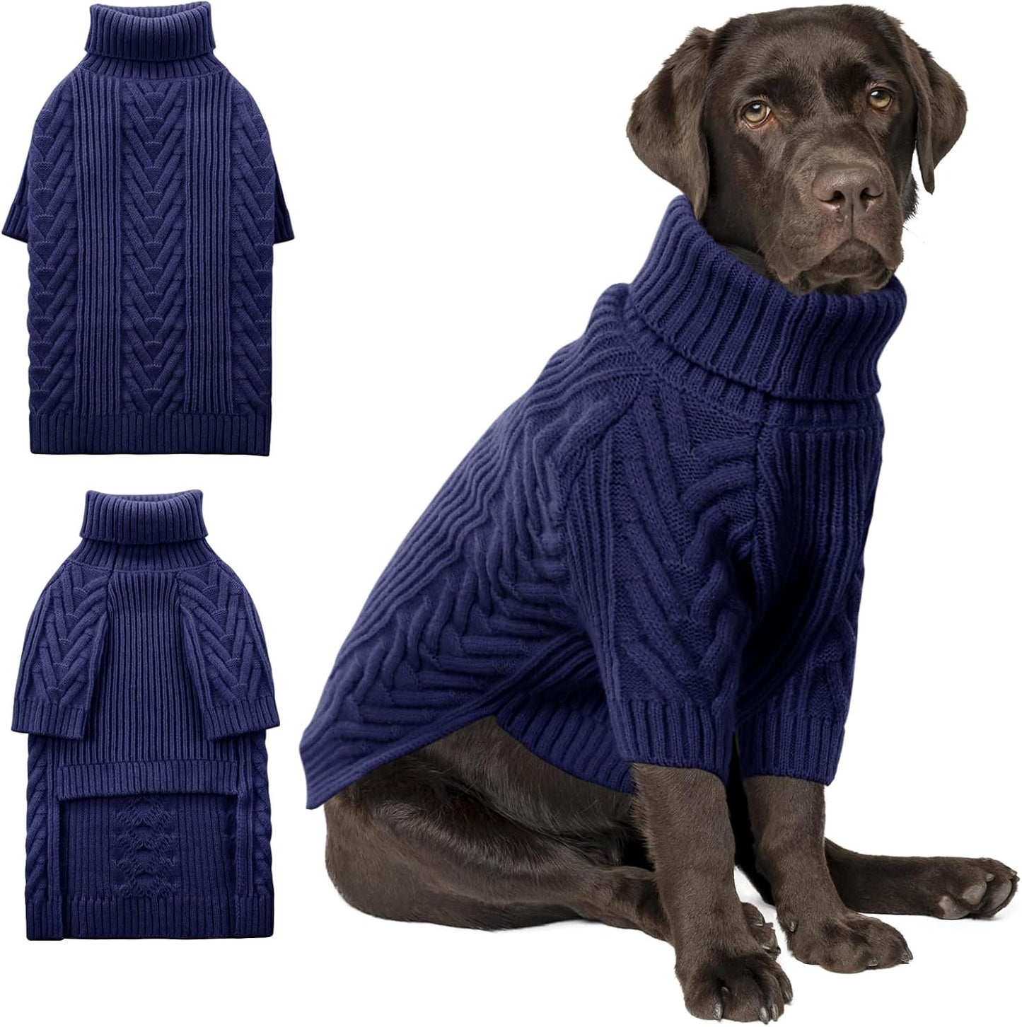 ASENKU XXL Dog Sweater for Extra Large Dogs,Pet Sweatshirt Apparel Turtleneck Pullover Winter Dog Outfits for Pitbull, Labrador Retriever(Royal Blue, 2XL)
