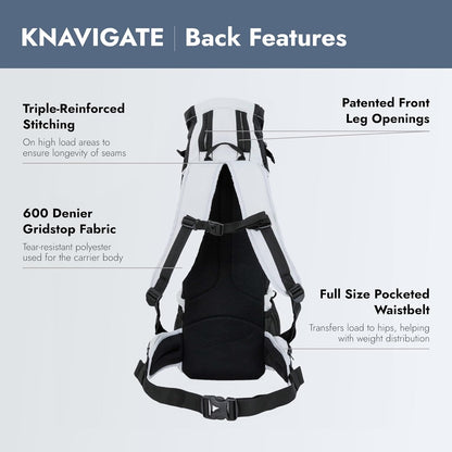 K9 Sport Sack Knavigate - Small, Lunar Rock - Ideal for Dogs with 13-16” Back Length - Adjustable, Backpack-Style Carrier with Internal Frame & Padded Hip Belt