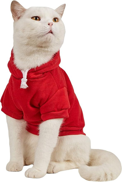 QWINEE Basic Dog Hoodie Sweatshirt Puppy Sweater Warm Cat Costumes Pet Clothes for Chihuahua Puppy Kitten Small Medium Dogs Red X-Large