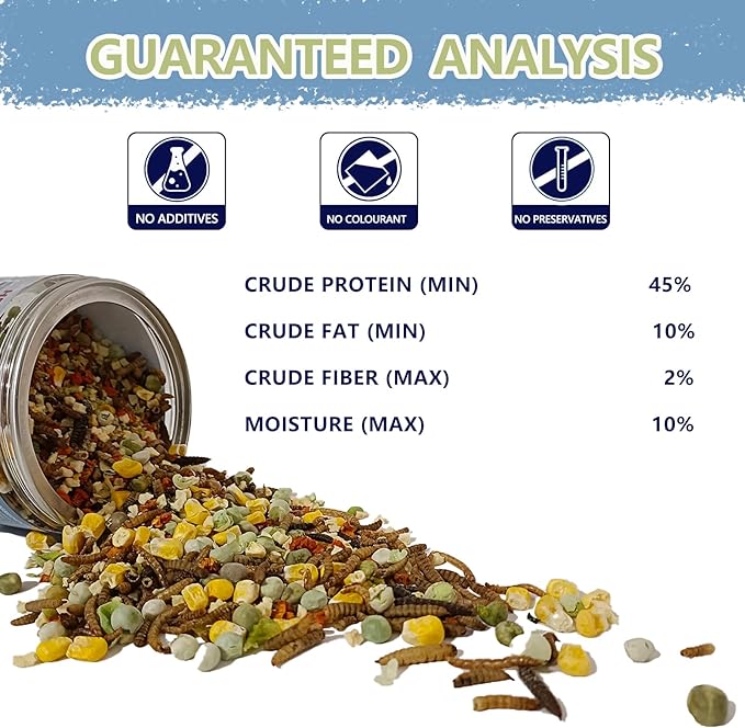 Hermit Crab Food, 4 oz Buffet Blend Mix with Mealworms, Black Soldier Fly Larvae and vegetables, Buffet Blend for Hermit Crab