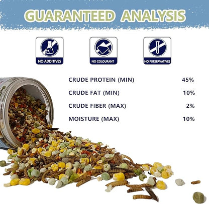 Hermit Crab Food, 4 oz Buffet Blend Mix with Mealworms, Black Soldier Fly Larvae and vegetables, Buffet Blend for Hermit Crab