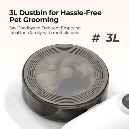 Dog Grooming Vacuum and Dryer, Pet Grooming Vacuum for Dogs with 3 Liter Canister, 15000Pa Suction Dog Vacuum for Shedding Grooming, Extra Space for Storage for 5 Grooming Kits, White