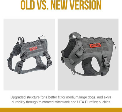 OneTigris Tactical Dog Training Vest No Pull Harness for Dogs,Adjustable Dog Hiking Harness Working Vest(Grey, Large)