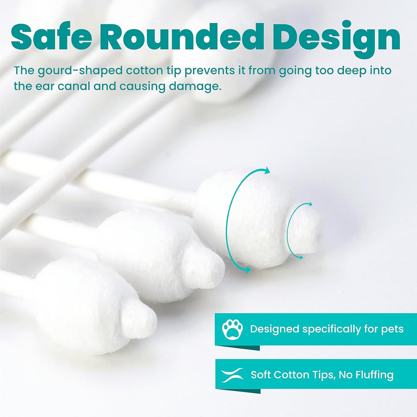 2-Pack Dog Ear Cleaning Cotton Swabs, More Reliable, Safer to Care for Pet Ears, Prevent Accidental Injuries, Suitable for Medium and Large Dogs, Dog Ear Cleaning Kit, L Size, 110 PCS