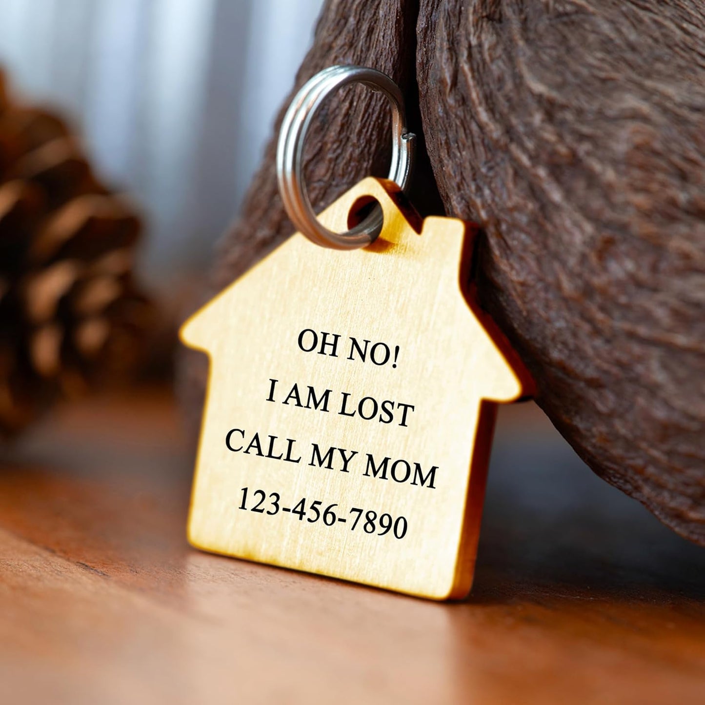 Ultra Joys Cat ID Tag Personalized Pet Tags, Durable Stainless Steel Small Pet Mini Dog Cat Tag Lightweight - House Tag in Gold