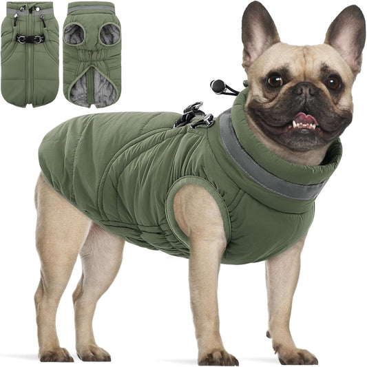 SAWMONG Dog Coat, Warm Dog Winter Coat, Waterproof Fleece Jacket, Cold Weather Dogs Jacket (M,Green)