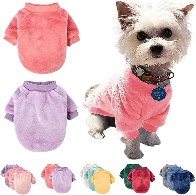 FabriCastle Small Dog Sweaters, 2-Pack Dog Clothes for Small Dogs Girl & Cats, Ultra Soft and Warm Pet Coats, Winter Pet Jacket, Doggy Apparel Costumes, Puppy Outfits (Pink,Light Purple, Medium)