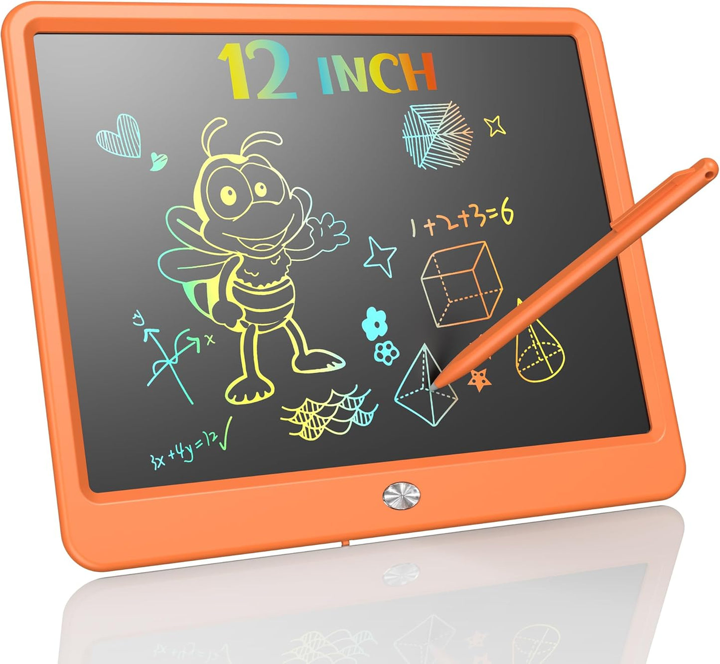KOKODI LCD Writing Tablet, 12 Inch Colorful Toddler Doodle Board Drawing Tablet, Erasable Reusable Electronic Drawing Pads, Educational and Learning Toy for 3-6 Years Old Boy and Girls(Orange)