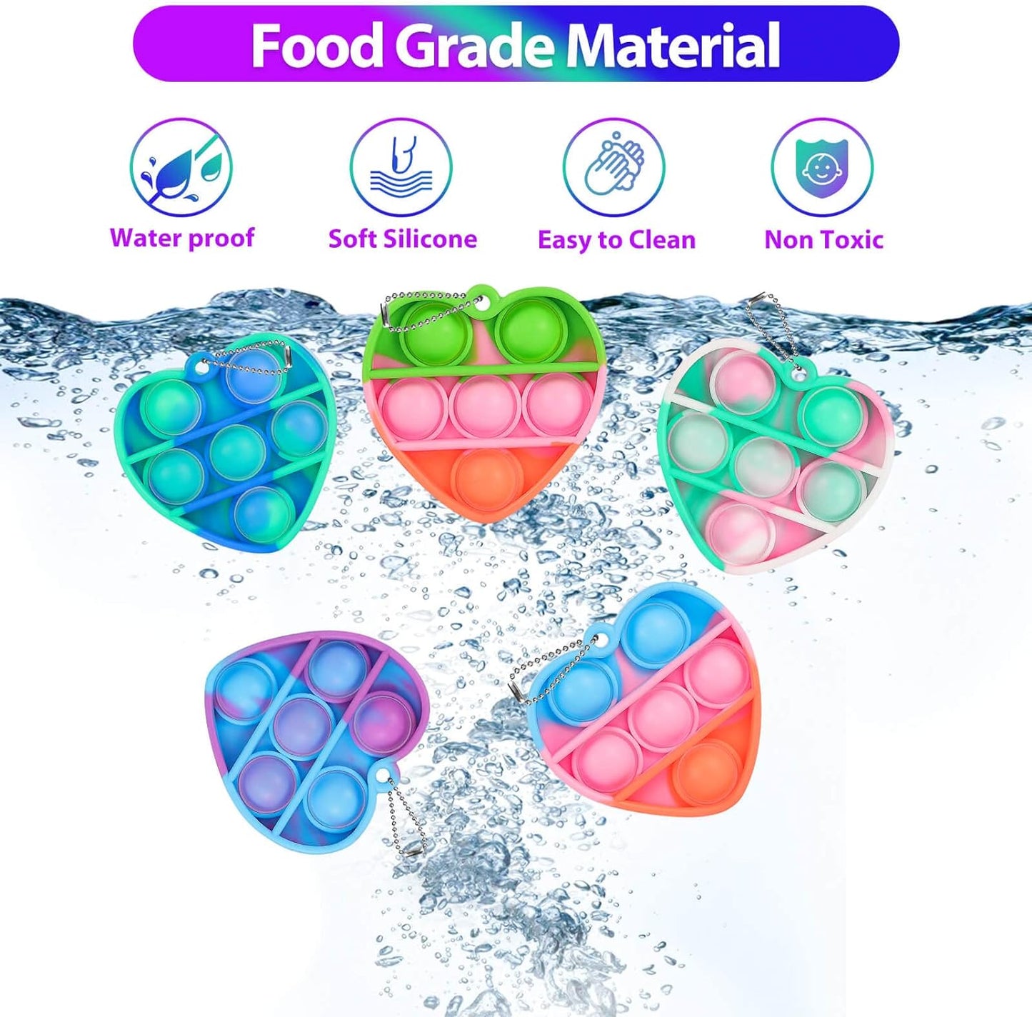 Pop Fidget Toys Bulk Its Valentines Day Gifts for Kids Classroom 30 Pack Valentine Party Favors for Kids Mini Pop Heart Keychain It Fidget Toy Fidgets for Classroom Prizes Birthday Goodie Bag Stuffers