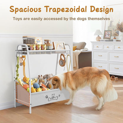 Large Dog Toy Basket (23.6"x11.2"x9.7"), Dog Toy Bin with Storage Organizer, Trapezoid Dog Toy Box for Dog Stuff, Toy Holder Chest for Pet Dog Cat, Dog Essentials for Dog Accessories