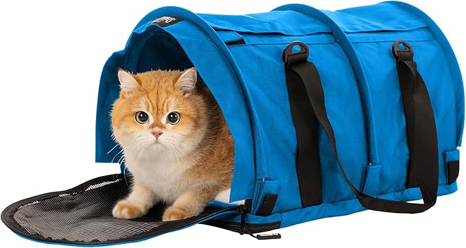 SturdiBag Pro 2.0 Pet Travel Carrier for Cats and Dogs | Soft Sided Pet Carrier Bag with Safety Clips and Seatbelt Straps for Car Travel | XL, Blue Jay