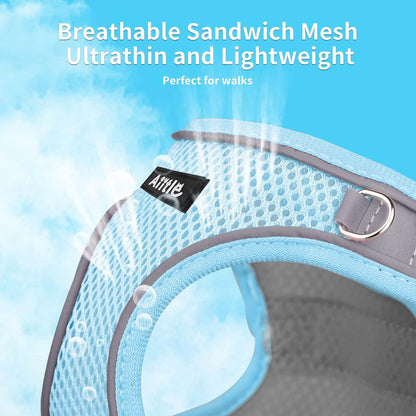 AIITLE Escape Proof Dog Harness - Step in Adjustable Dog Harness No Choke Over with Breathable Mesh and Quick-Release Buckle for Summer- Outdoor Walking, Camping, Training for Medium Dogs Blue XL