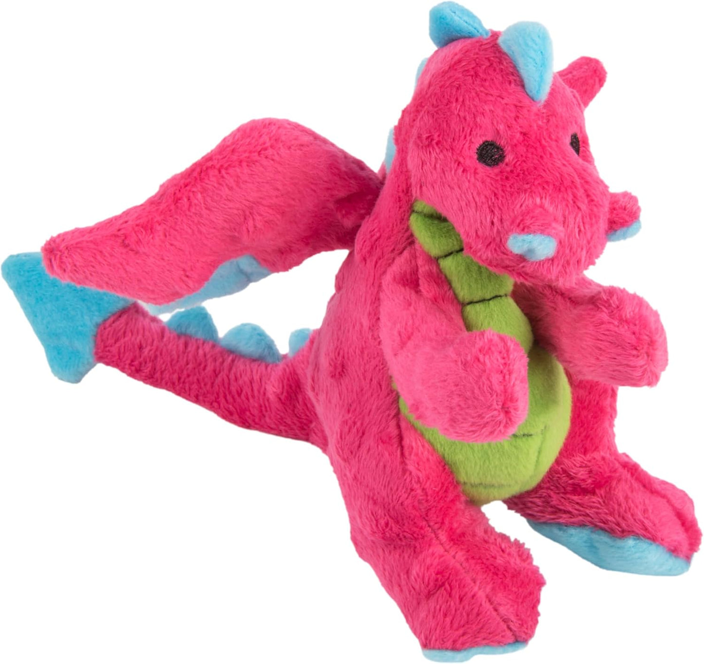 goDog Dragons Squeaky Plush Dog Toy with Chew Guard Technology, Durable Fabric & Squeaker for Active Play, Pink, Small
