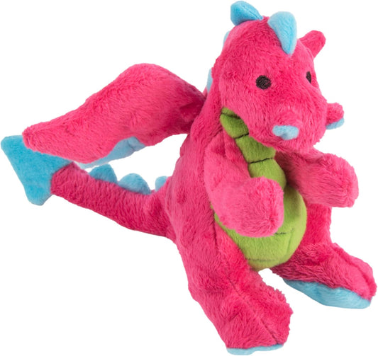 goDog Dragons Squeaky Plush Dog Toy with Chew Guard Technology, Durable Fabric & Squeaker for Active Play, Pink, Small