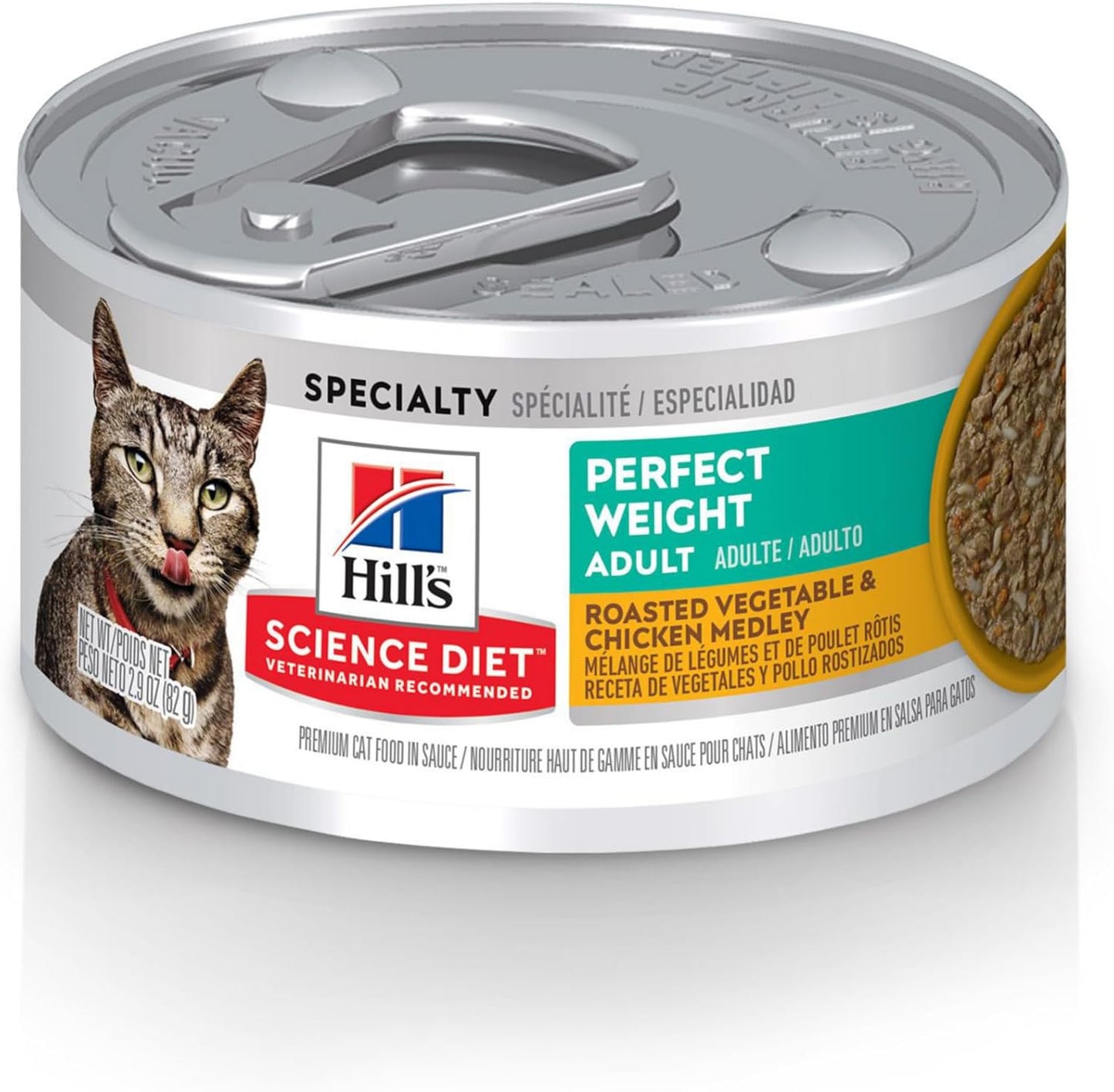 Hill's Science Diet Perfect Weight, Adult 1-6, Weight Management Support, Wet Cat Food, Chicken & Roasted Vegetables Stew, 2.9 oz Can, Case of 24