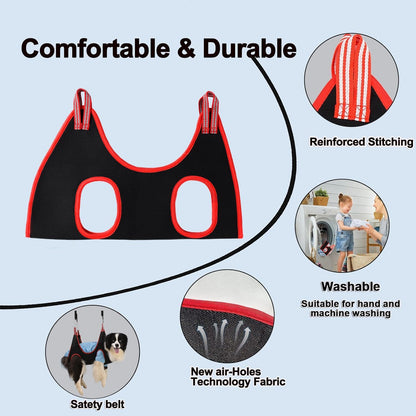 Pet Grooming Hammock Harness for Large Dogs, Breathable Pet Dog Hammock Restraint Bag,Dog Grooming Sling Helper for Trimming Nail and Ear/Eye Care(L Size,10.2")
