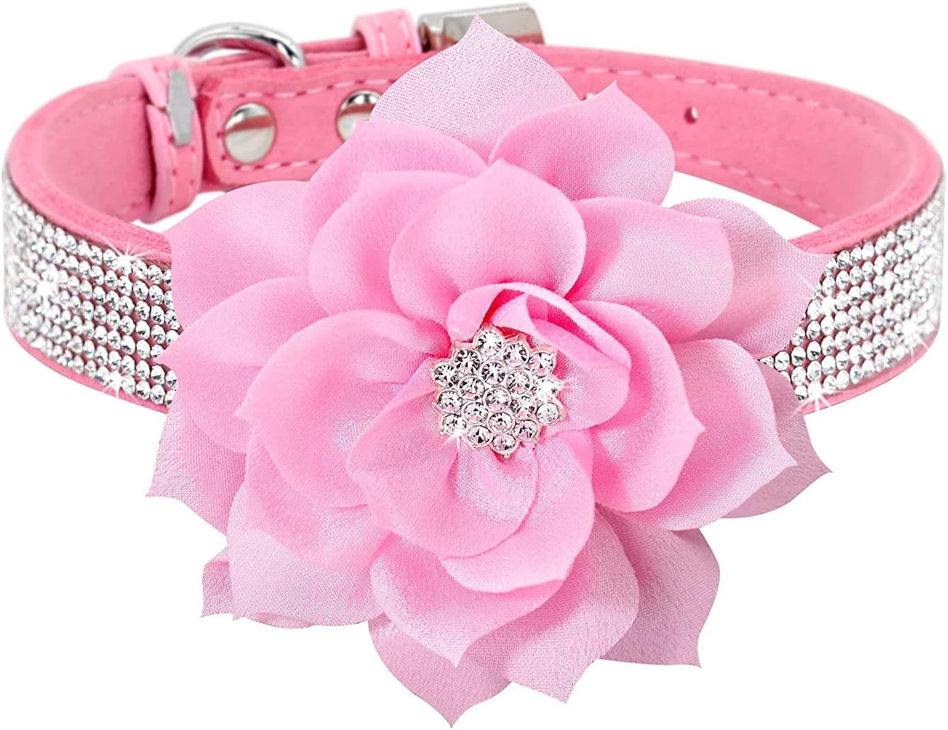 Serijoars Small Dog Collar with Rhinestone Crystal Diamond Colorful Bling Girl Puppy Cat Collars (XXS, Pink6)