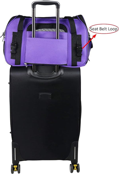 EliteField Soft Sided Pet Carrier (3 Year Warranty, Airline Approved), Multiple Sizes and Colors Available (Medium: 17" L x 9" W x 12" H, Purple)
