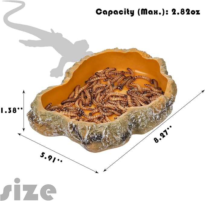 IBWell 8 Inch Reptile Food Dish Escape Proof Reptile Feeding Dish Resin Reptile Water Food Bowl for Bearded Dragon Chameleon Frog Snake Turtle Leopard Gecko