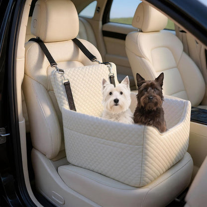 ALL GOOD PET SUPPLIES Dog Car Seat for Small/Medium Dogs, Dog Booster car seat, Memory Foam Elevated Cushion, Fully Detachable and Washable,2 Clip-On Safety Leashes, Anti-Slip