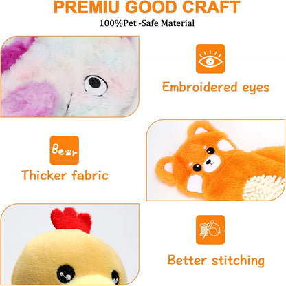 Non-Stuffed Plush Dog Toys 3-Pack - Sized for Small, Medium & Large Breed Puppies, Interactive Squeaky Crinkle Chew Toys