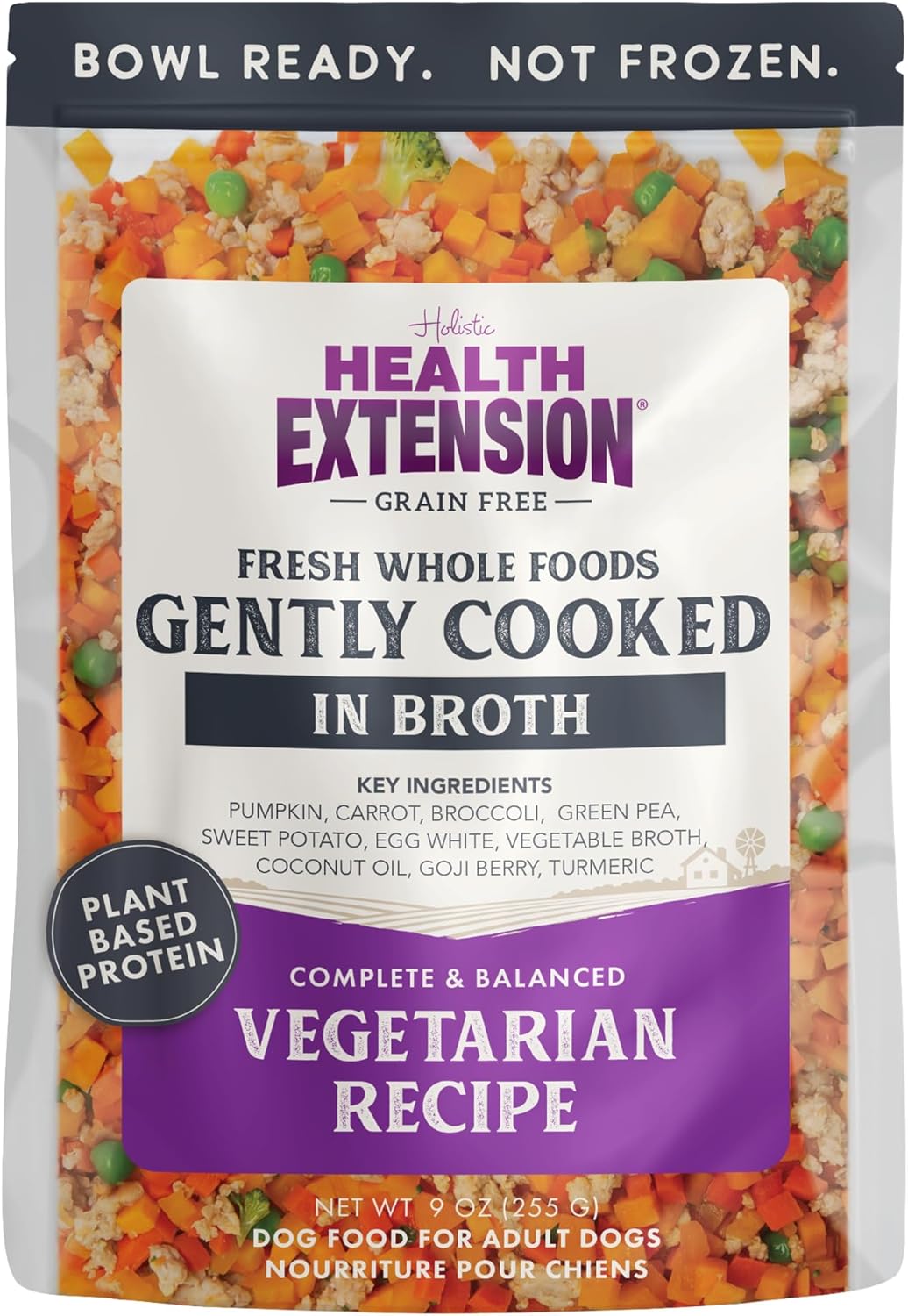 Health Extension Gently Cooked Grain-Free Vegetarian Formula Dog Food, Human-Grade & Shelf-Stable with Superfoods, Supports Digestion, Immunity, Skin & Coat, 9 oz Pouch (Pack of 1)