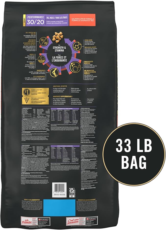 Purina Pro Plan High Protein Dog Food, Sport 30/20 Salmon and Rice Dog Food Dry Formula - 33 lb. Bag