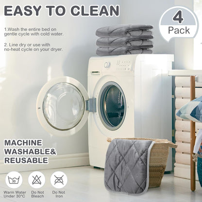 4 Pack Self Heating Cat Pad Self Warming Dog Mat Reflects Body Heat Extra Warm Thermal Pet Pad Washable Dog Cat Bed Crate Bed Mat Blanket (12 x 12 Inch,Gray)