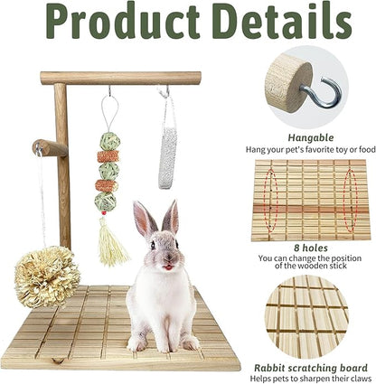 kathson Bunny Chew Toys for Teeth Grinding, Rabbit Wooden Scratch Board Feet Pad Platform Small Animals Play Toy for Guinea Pigs Chinchilla Hamsters Other Rodent Pets(A)