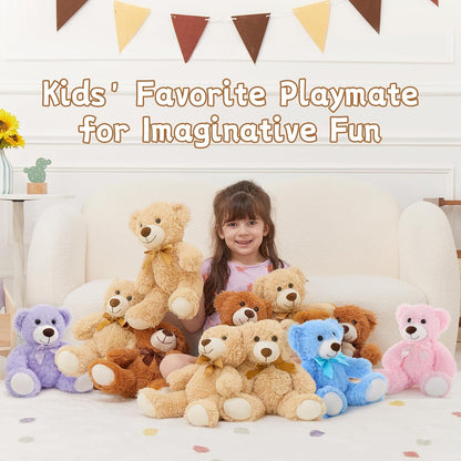 MorisMos 10Pcs Teddy Bears Bulk Baby Shower, 14inch Cute Teddy Bear Stuffed Animals Plush, Small Stuffed Bears on Centerpiece Baby Shower, Brown, Dark Brown