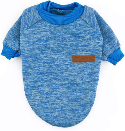 Idepet Pet Dog Classic Knitwear Sweater Soft Fleece Dog Coat Thickening Warm Pup Dogs Shirt Winter Pet Dog Cat Clothes Puppy Customes Clothing for Small Dogs (XXS, Blue)